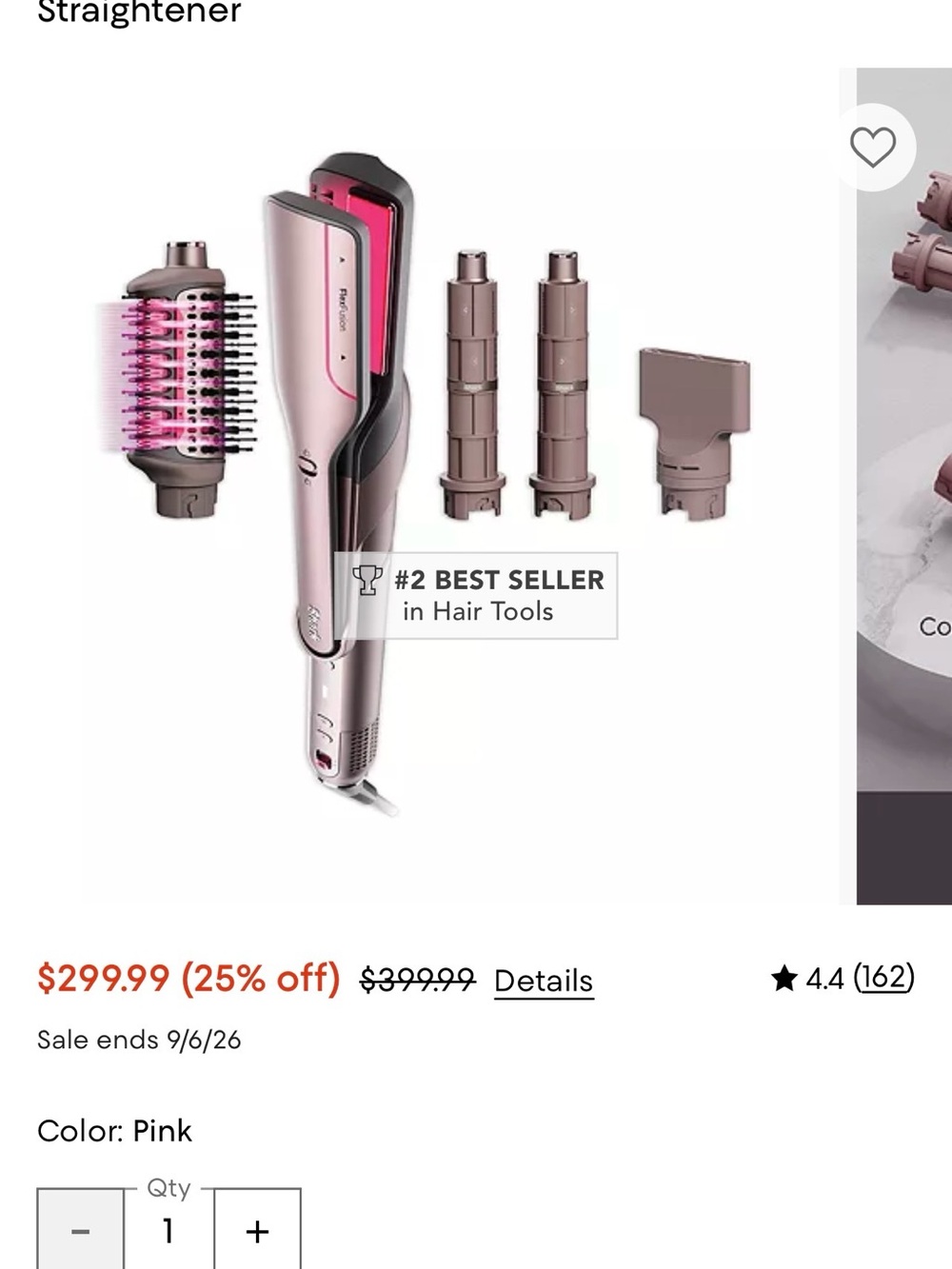 SHARK FLEXFUSION Multi-Function Pink Hair Styler with Interchangeable Attachment